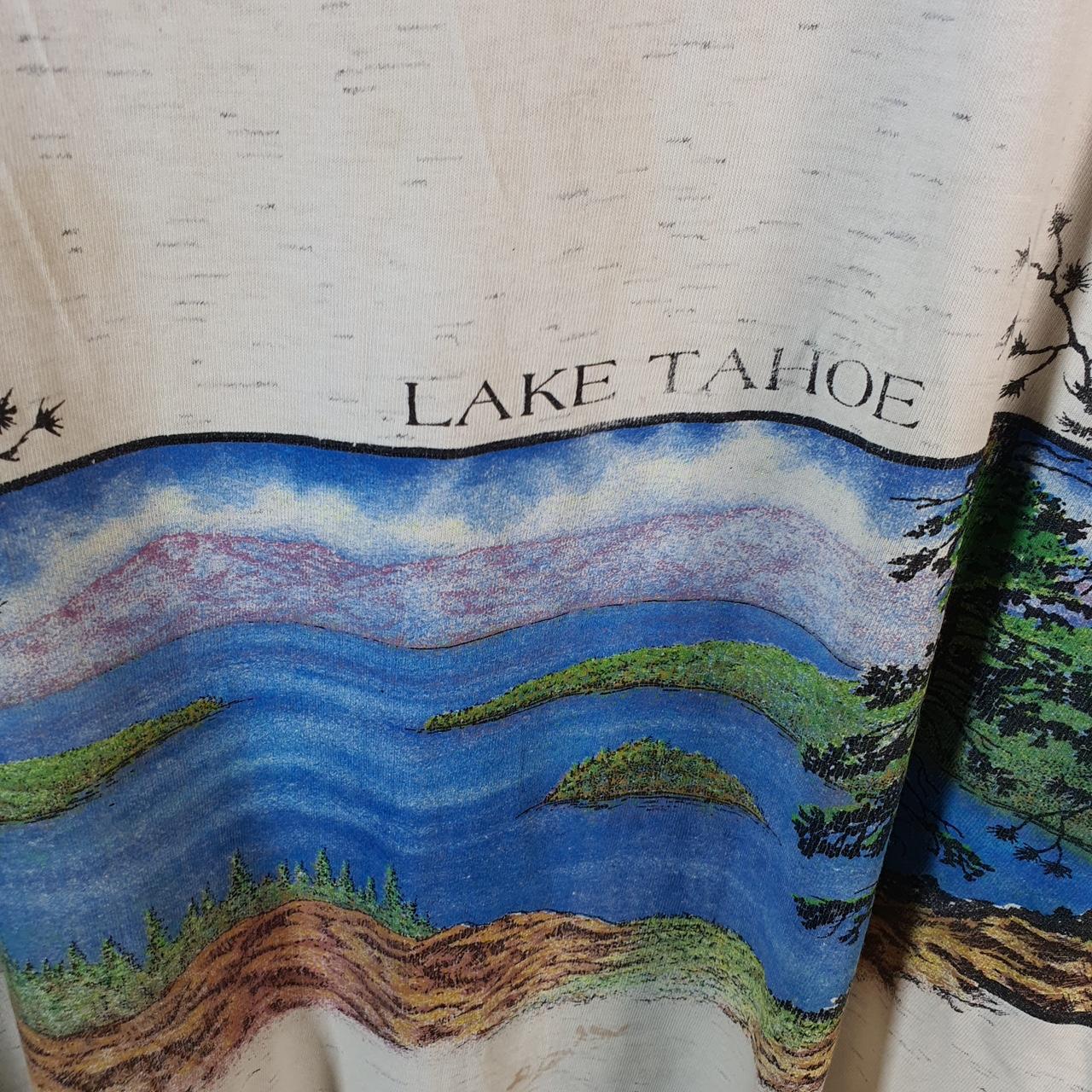 Vintage Oneita Power Lake Tahoe 90s USA Single Stitch T Shirt Men’s Large Grey