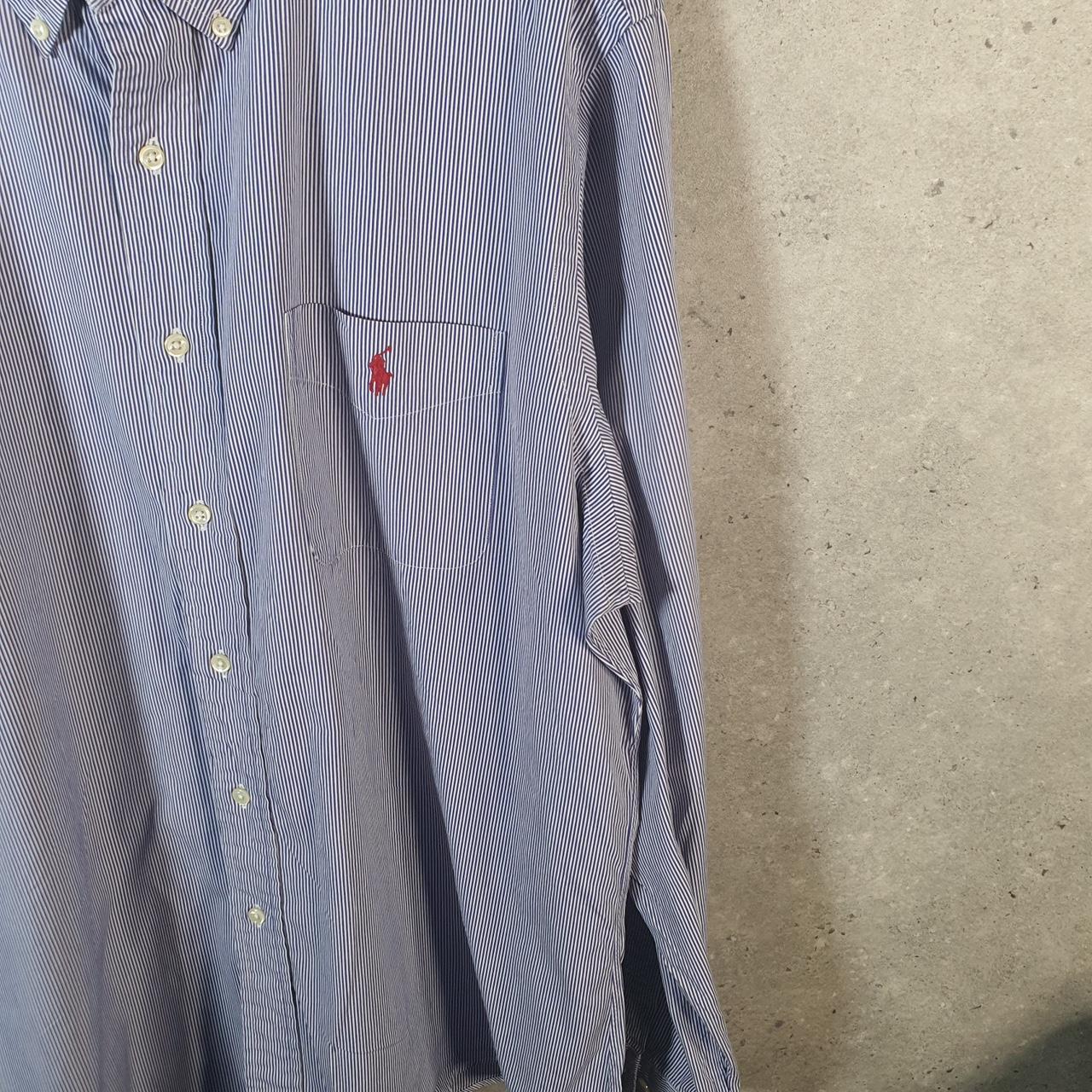 Vintage Ralph Lauren Button Down Shirt Men’s XL Purple Striped Custom Fit Cotton Pony