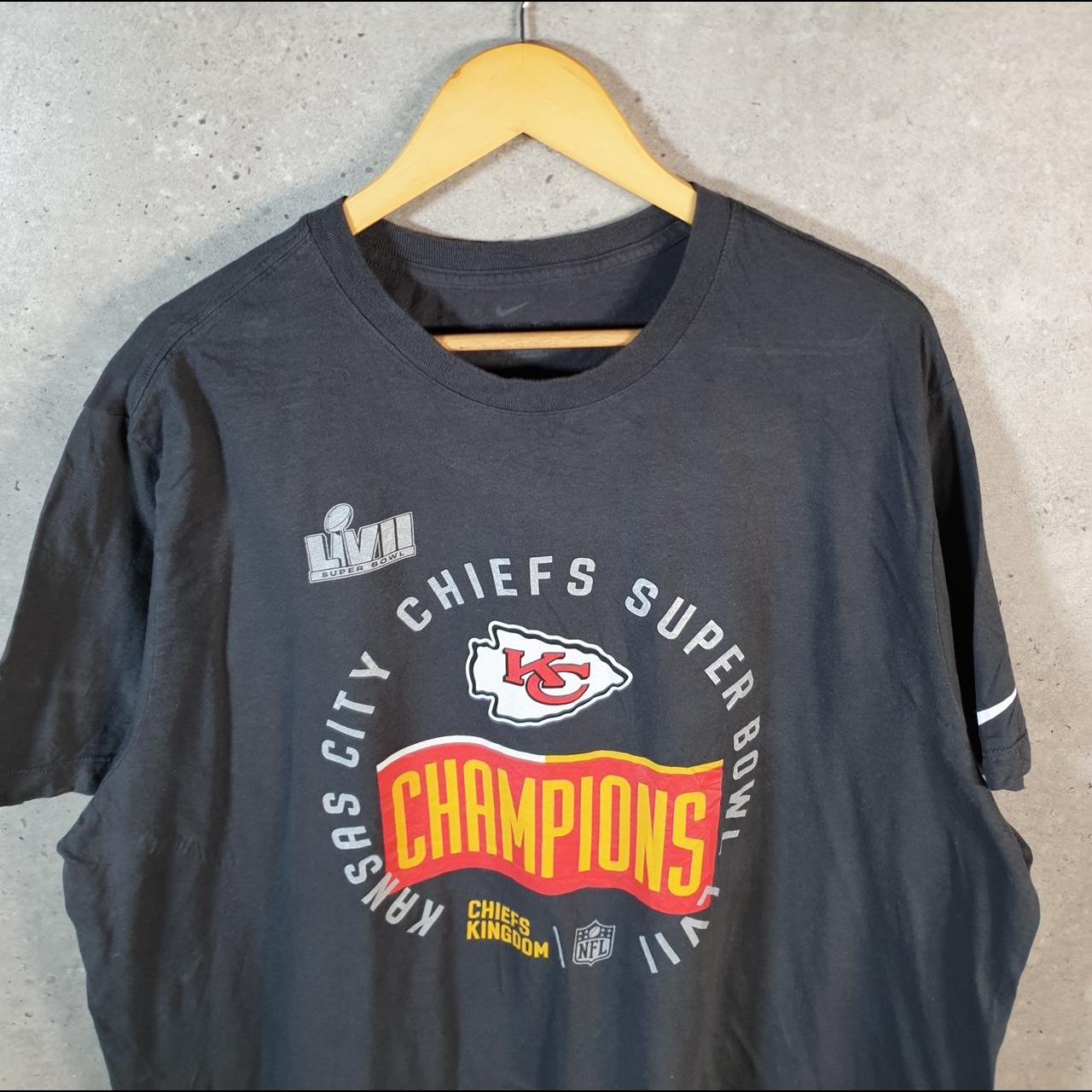 Vintage Nike Kansas City Chiefs Super Bowl T Shirt Men’s 2XL Black Logo Swoosh Athletic C9934