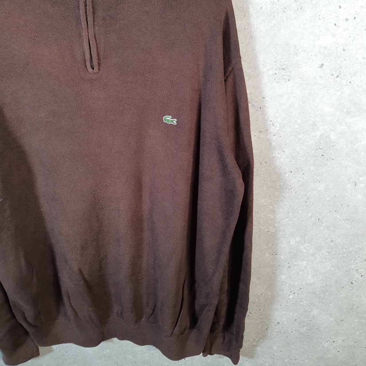 Vintage Lacoste 1/4 Zip Sweatshirt Men’s Large Brown Pullover Logo Y2K Jumper Logo