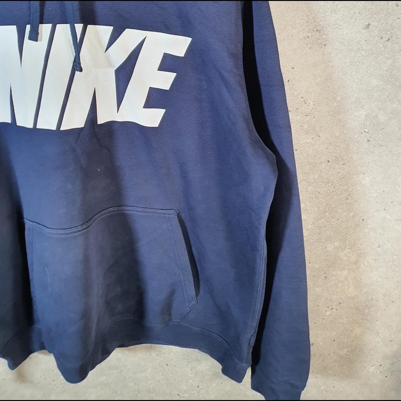 Vintage Nike Club Spellout Hoodie Men’s Large Navy Blue Swoosh Y2K Pullover