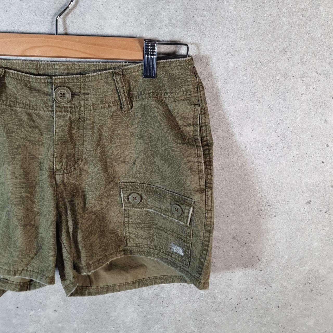 Vintage The North Face TNF Shorts Jorts Chino Cargo Womens UK6 Khaki Green Baggy Cotton
