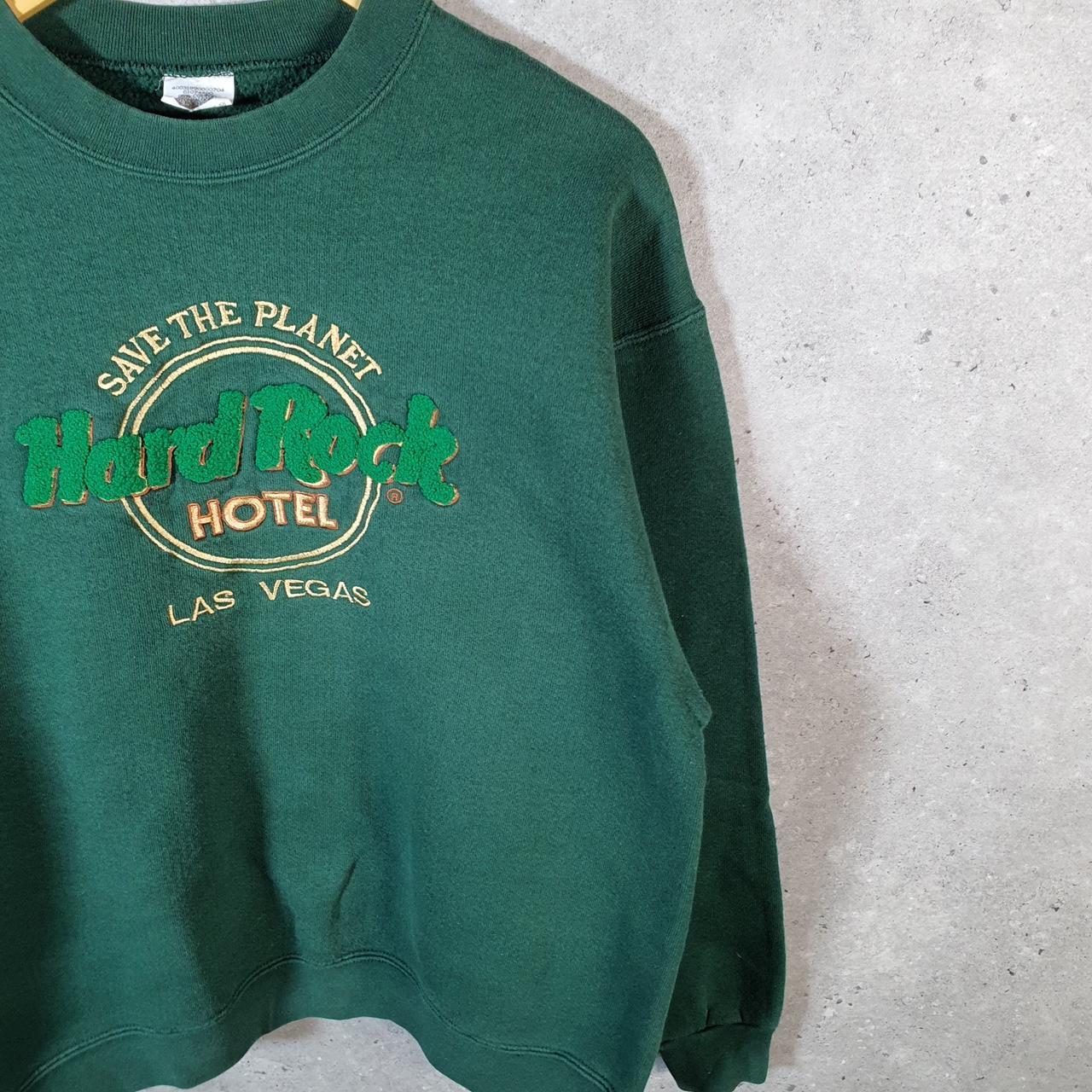 Vintage Hard Rock Hotel Las Vegas Sweatshirt Mens Medium Green USA Embroidered