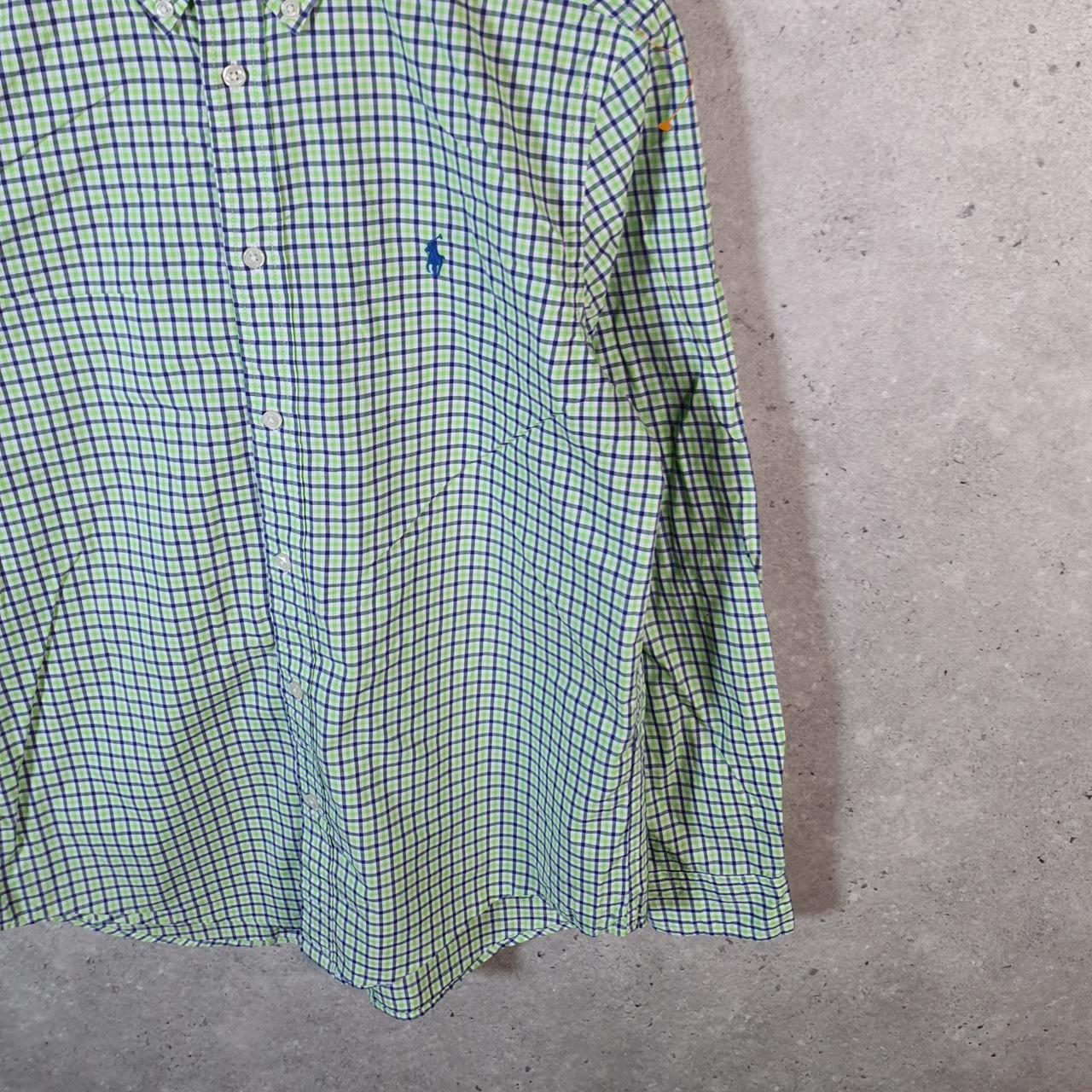 Vintage Ralph Lauren Button Down Shirt Womens XL Green Checkered Pony Cotton
