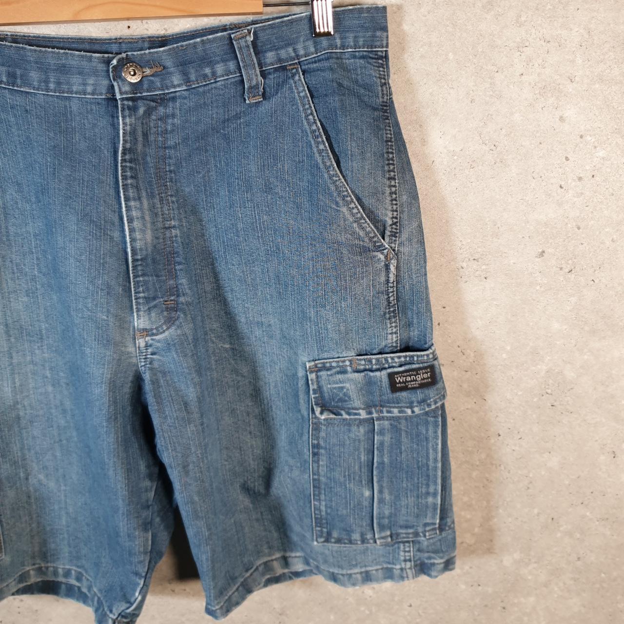 Vintage Wrangler Denim Shorts Jorts Cargo Men’s W34 Blue Baggy Cotton