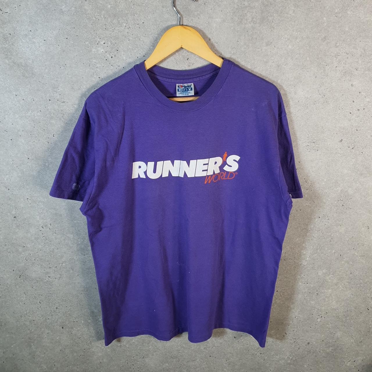 Vintage Hanes 1993 Boston Marathon AmbyBurfoots USA Single Stitch T Shirt Men’s Large Purple