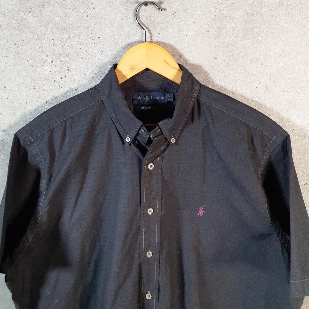 Vintage Ralph Lauren Button Down Shirt Men’s Small Black Checkered Classic Cotton Pony Casual C8472