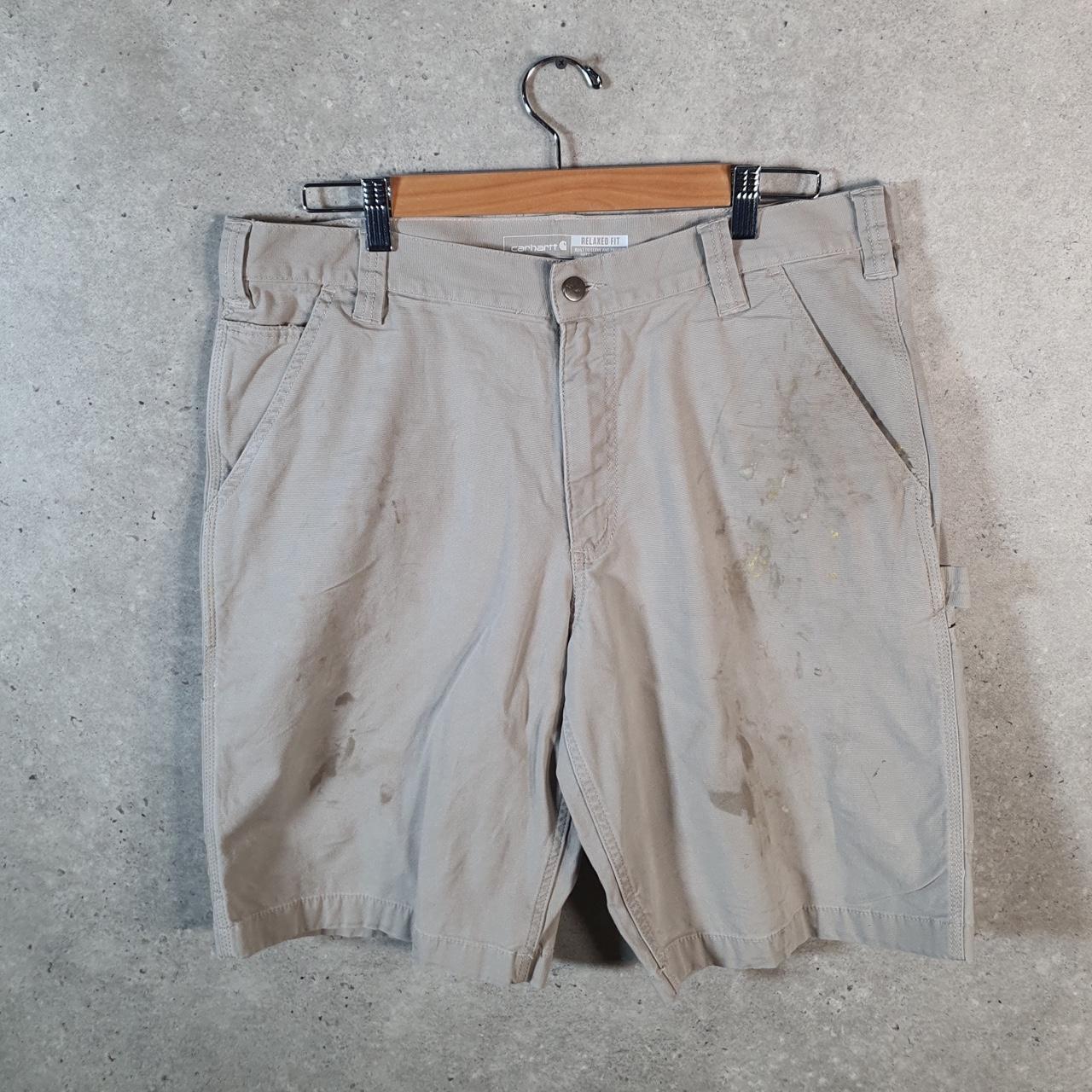 Vintage Carhartt Baggy Carpenter Shorts Jorts Cargo Men’s W36 Beige Relaxed Fit Workwear Big Fish Vintage
