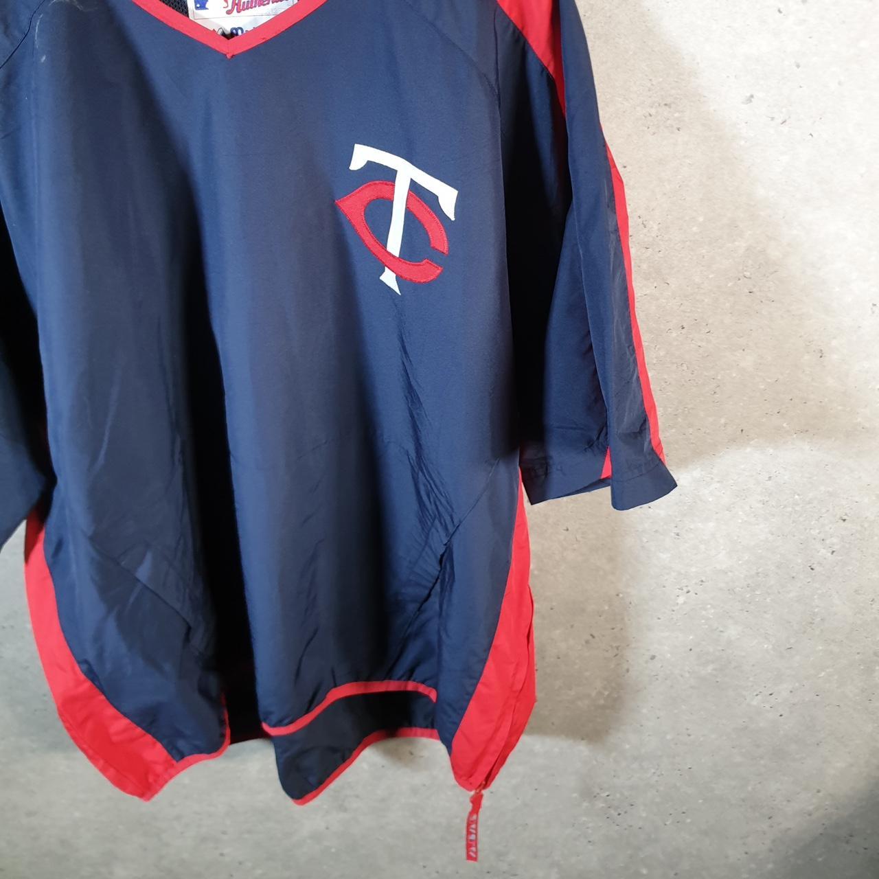 MLB Twins Mahestic Basketball Shell Windbreaker T Shirt Jersey Mens XL Blue