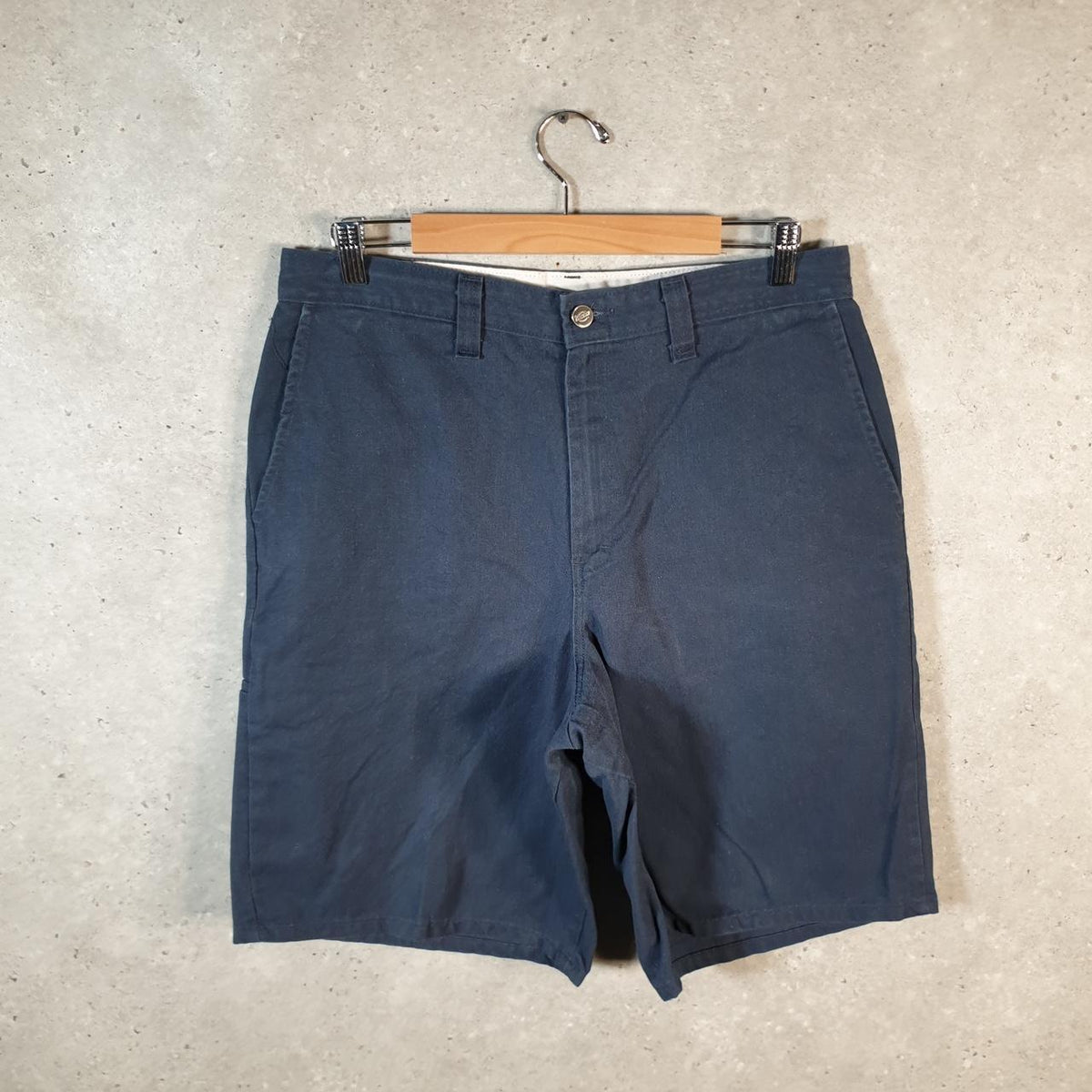 Vintage Dickies Baggy Chino Shorts Jorts Cargo Mens W34 Navy Blue Relaxed Fit