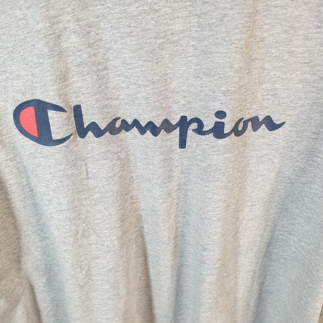 Vintage Champion Spellout Logo T Shirt Mens Small Grey USA Athletic