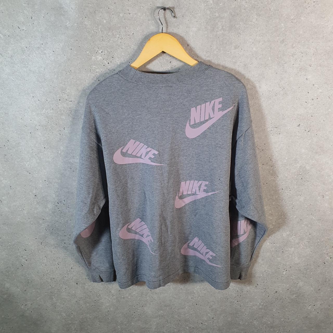 Vintage Nike Club All Over Print AOP Hoodie Men’s Small Grey Swoosh Y2K Pullover