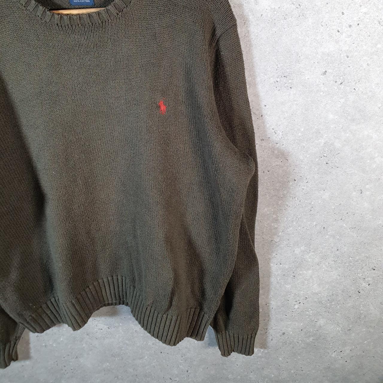 Vintage Ralph Lauren Polo Knit Sweatshirt Men’s XL Khaki Green Cotton Pullover Pony