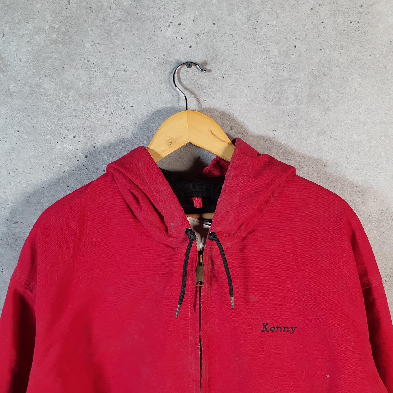 Vintage Carhartt 90s Active Hooded Jacket Men’s 3XL Red Workwear J131 RED Canvas USA Big Fish Vintage