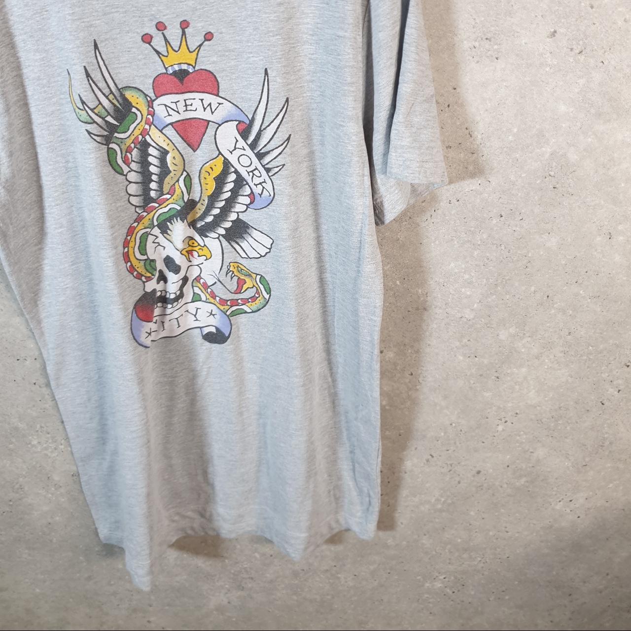 Vintage Ed Hardy T Shirt Men’s Medium Long Grey Christian Audigier Love Heart Graphic Skull Y2K