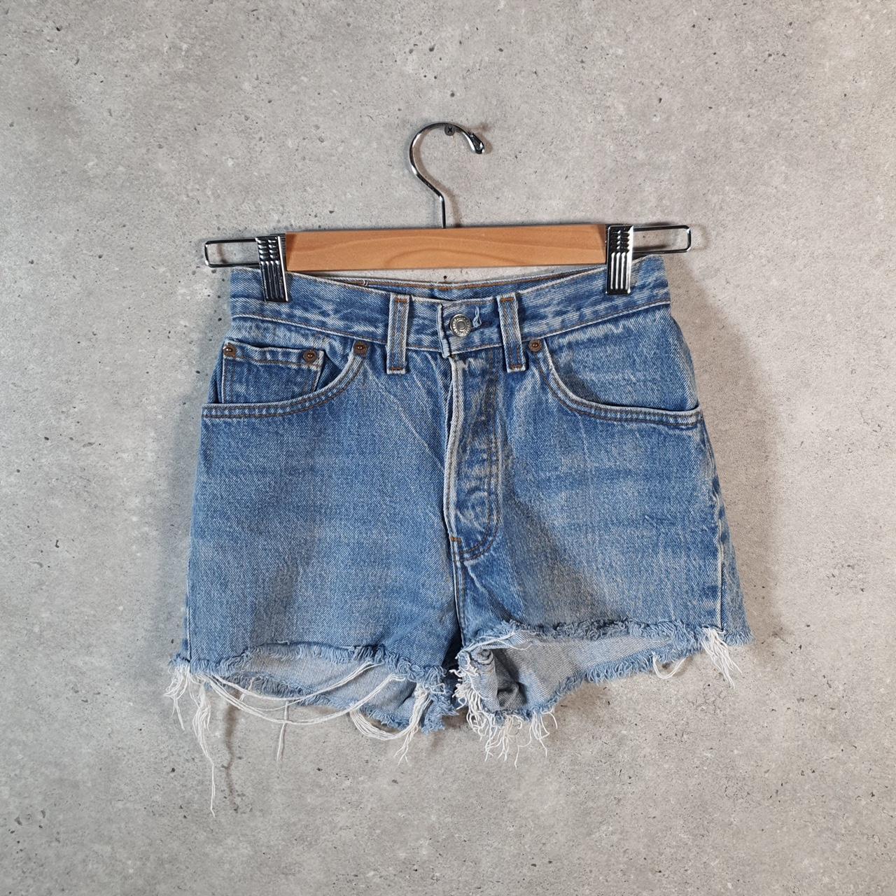 Vintage Levi’s 501 Cut Short Baggy Shorts Jorts Cargo Womens W24 Blue Relaxed Denim A4555