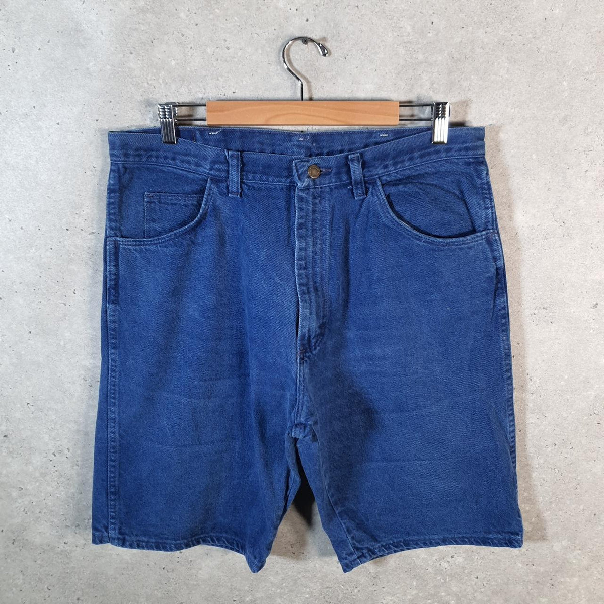 Vintage Wrangler Denim Shorts Jorts Cargo Men’s W36 Blue Baggy Cotton