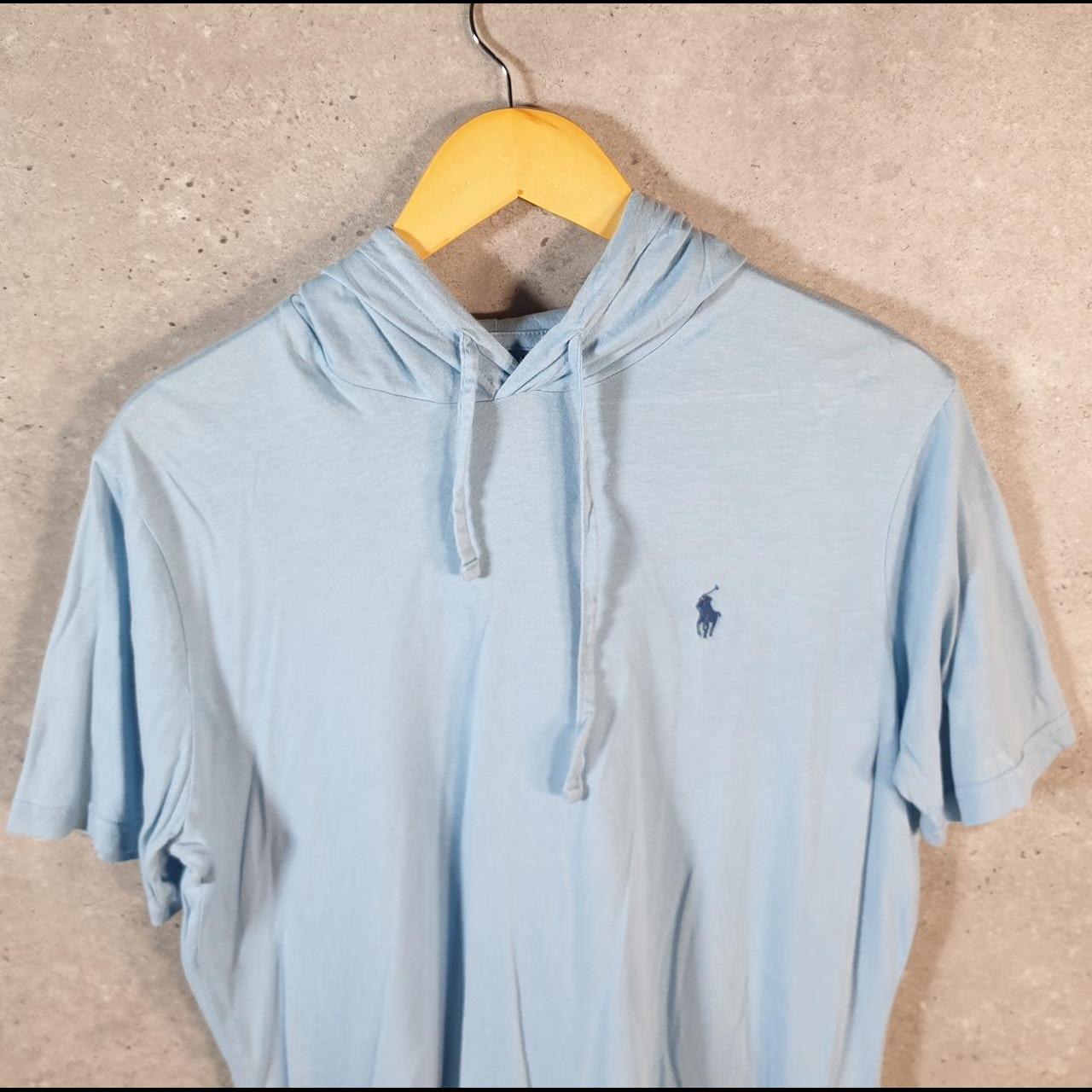 Vintage Ralph Lauren Polo Hoodie T Shirt Men’s Small Blue Embroidered Classic Fit Pony C8623