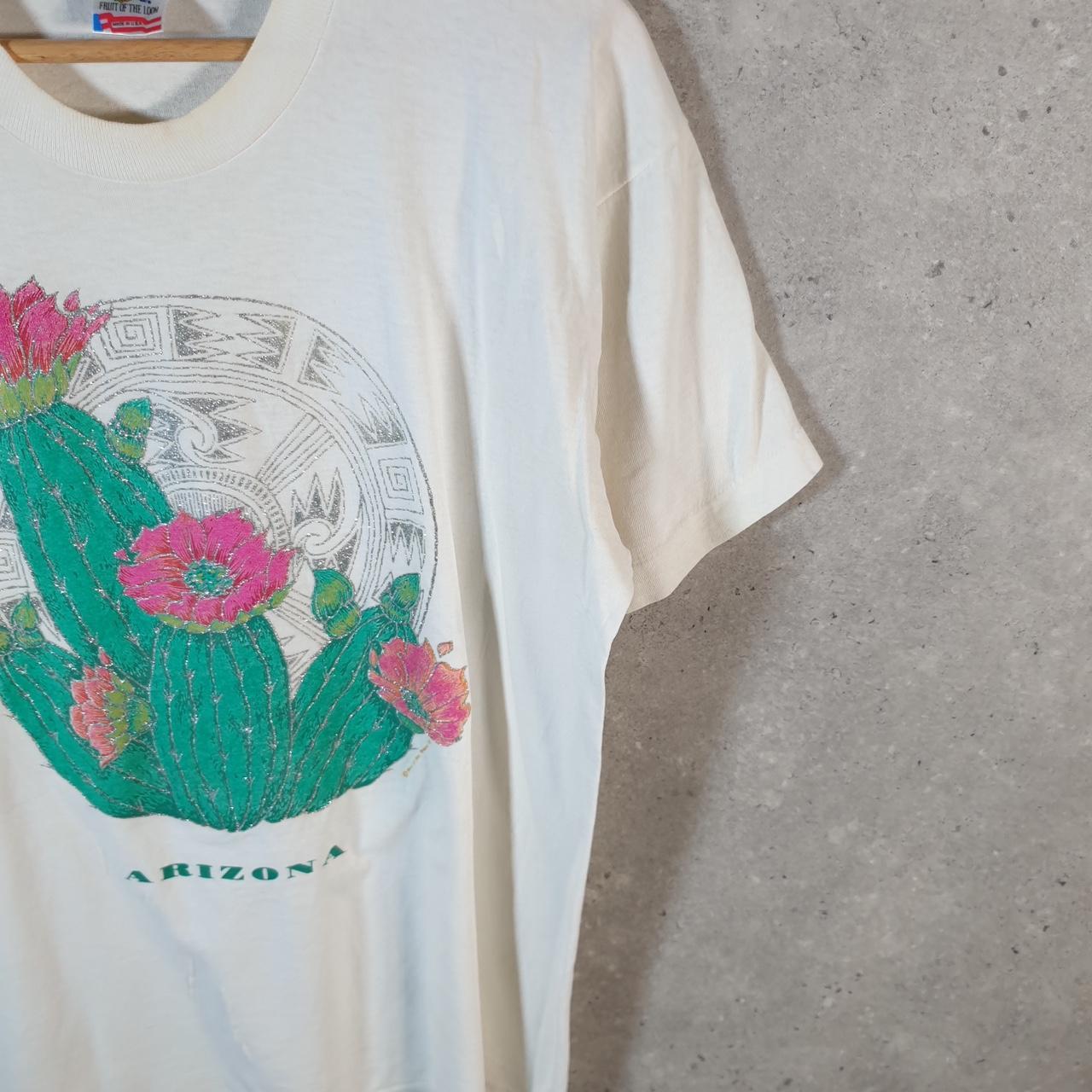 Vintage Fruit of the Loom Arizona Cactus 1992 USA Single Stitch T Shirt Men’s Large White