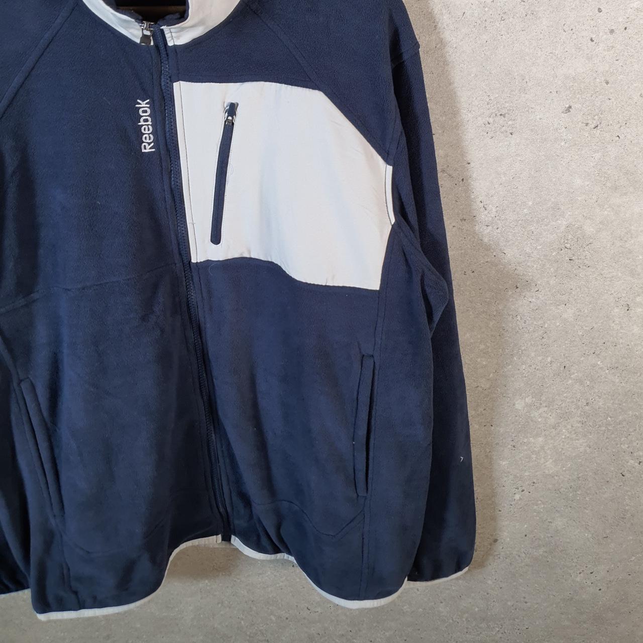 Reebok Full Zip Fleece Sweatshirt Mens XL Navy Blue Embroidered Logo
