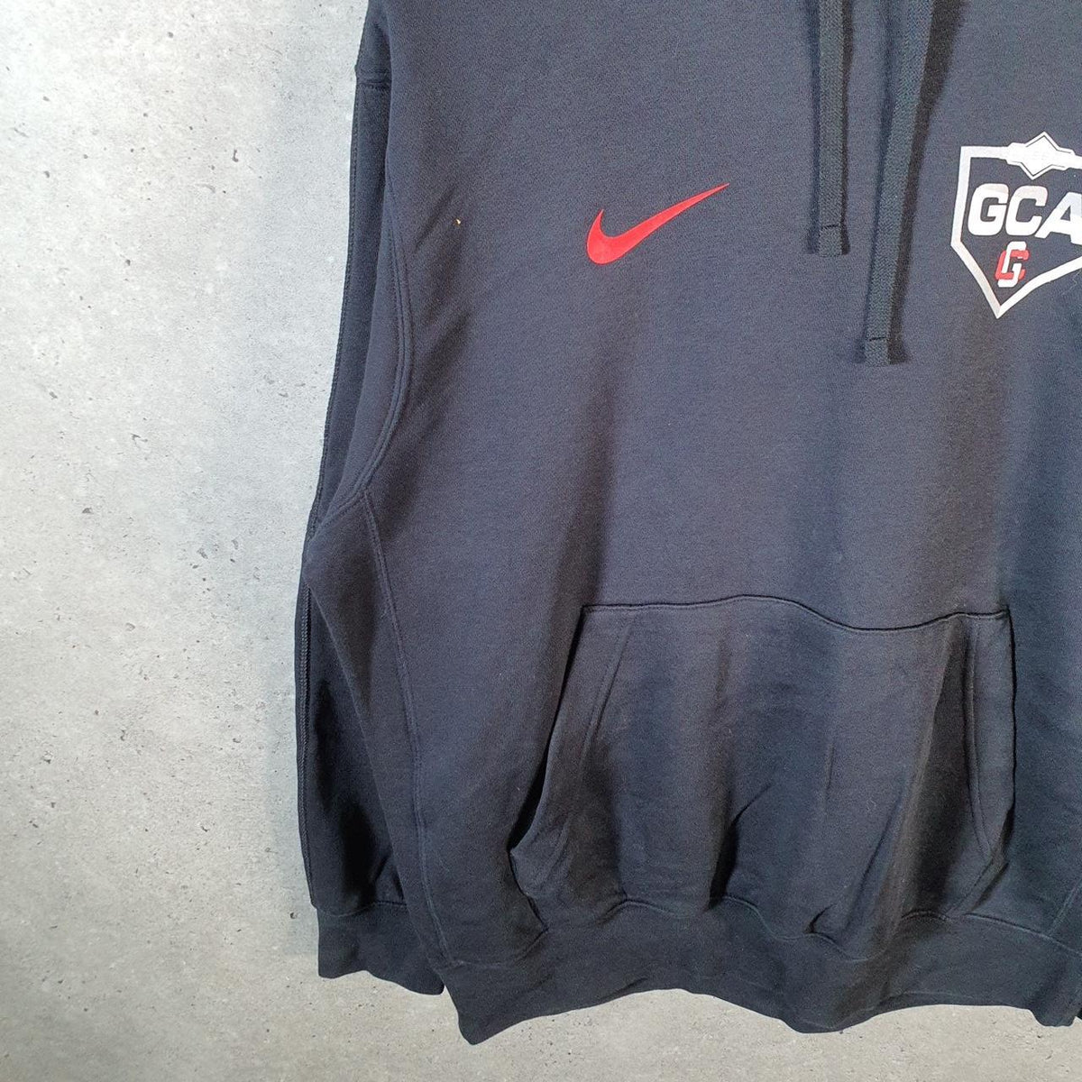 Vintage Nike Baseball GCA Hoodie Mens Medium Black Swoosh Y2K Pullover Logo