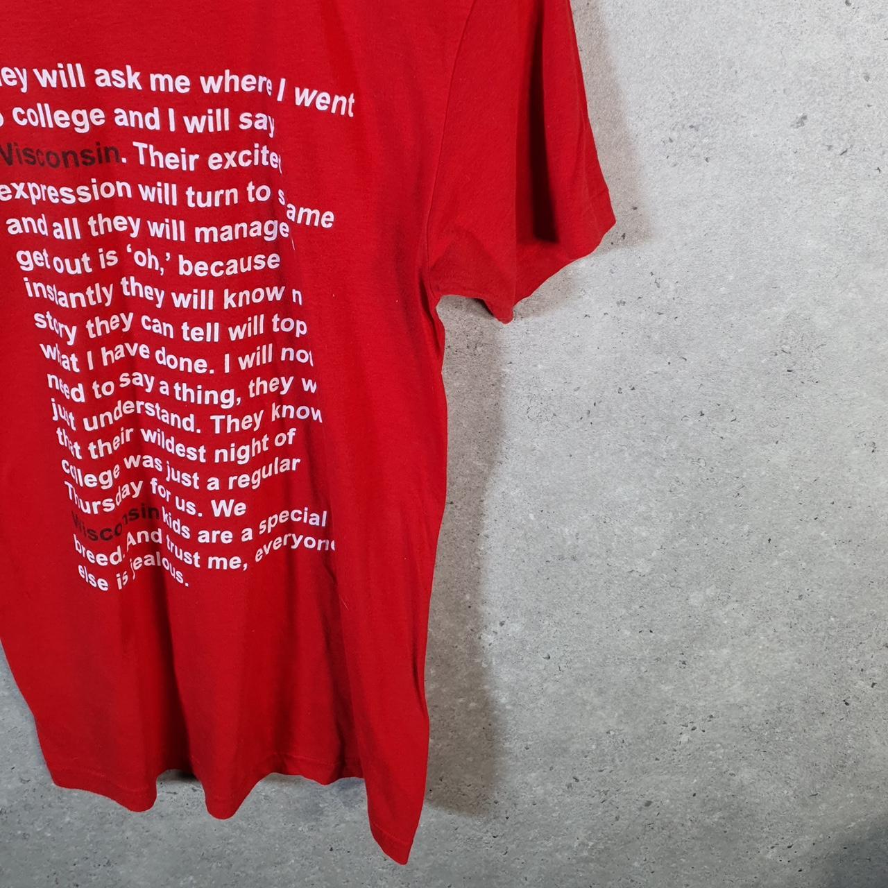 Vintage Sconnie Wisconsin 90s USA Single Stitch T Shirt Men’s Small Red