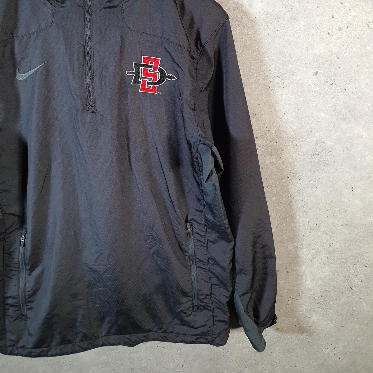 Vintage Nike Windbreaker Track Jacket Mens Medium Black USA Swoosh 1/4 Zip