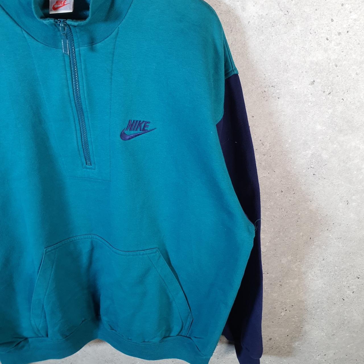 Vintage Nike 90s 1/4 Zip Embroidered Sweatshirt Men’s Large Blue Swoosh Y2K Pullover
