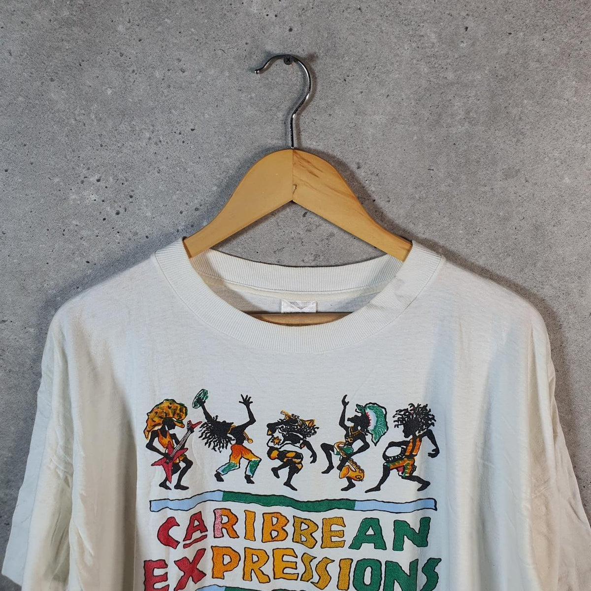 Vintage Caribbean Expressions St Lucia Single Stitch T Shirt Men’s Large White Big Fish Vintage