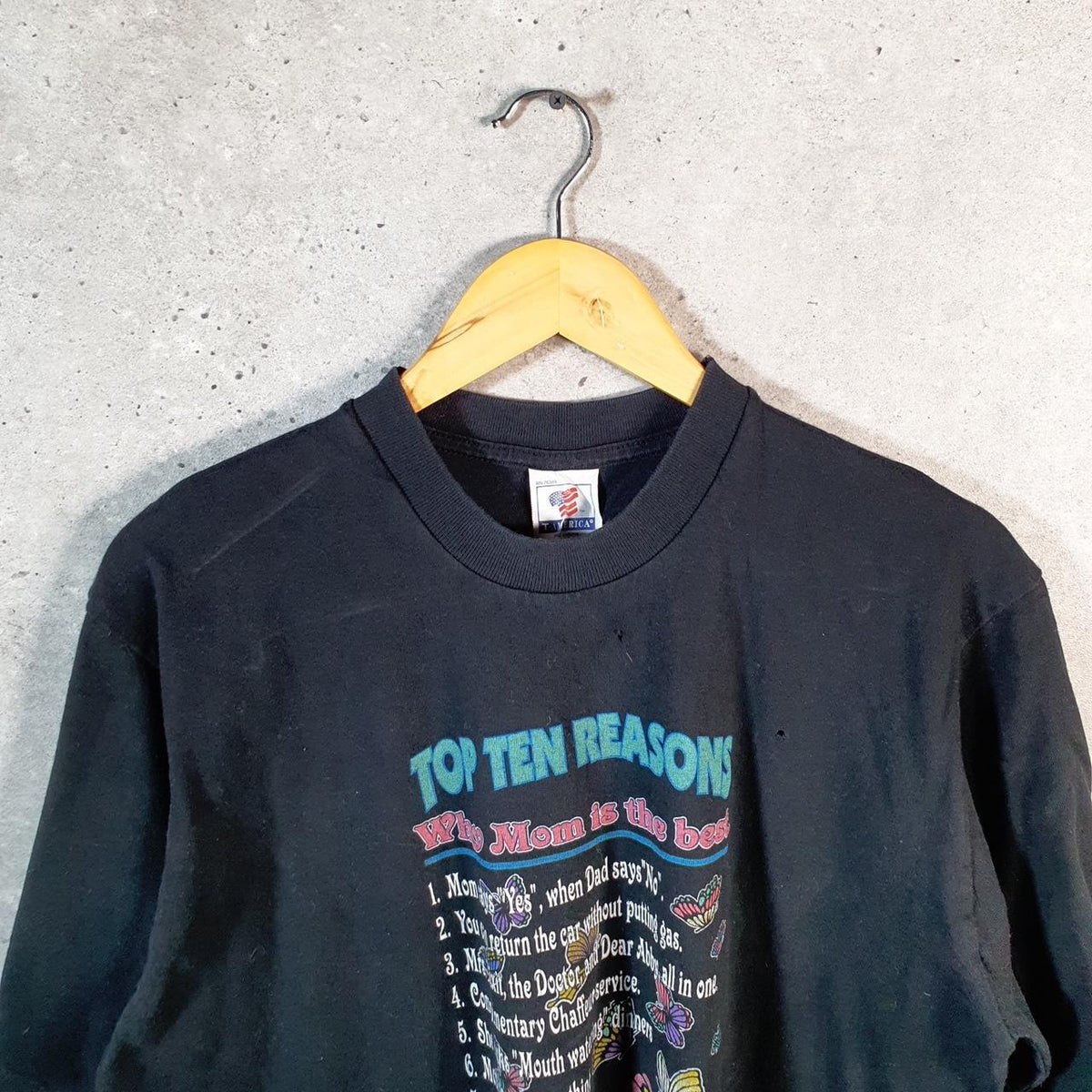 Vintage 10 Reasons Why Moms are the Best 90s USA Single Stitch T Shirt Men’s Medium Black