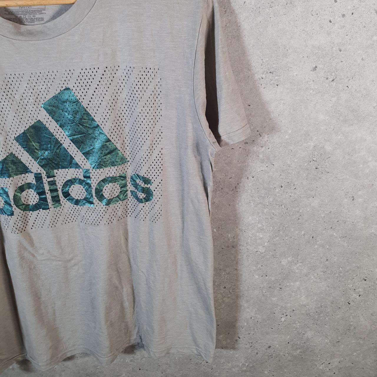 Vintage Adidas Go To Performance Tee T Shirt Men’s Medium Grey Three Stripes Logo
