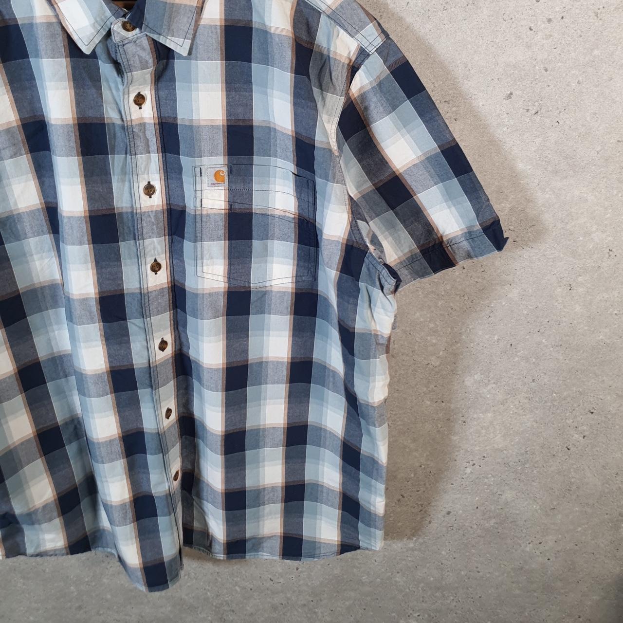 Vintage Carhartt Shirt Button Down Mens XL Blue Short Sleeve Utility Relaxed Fit
