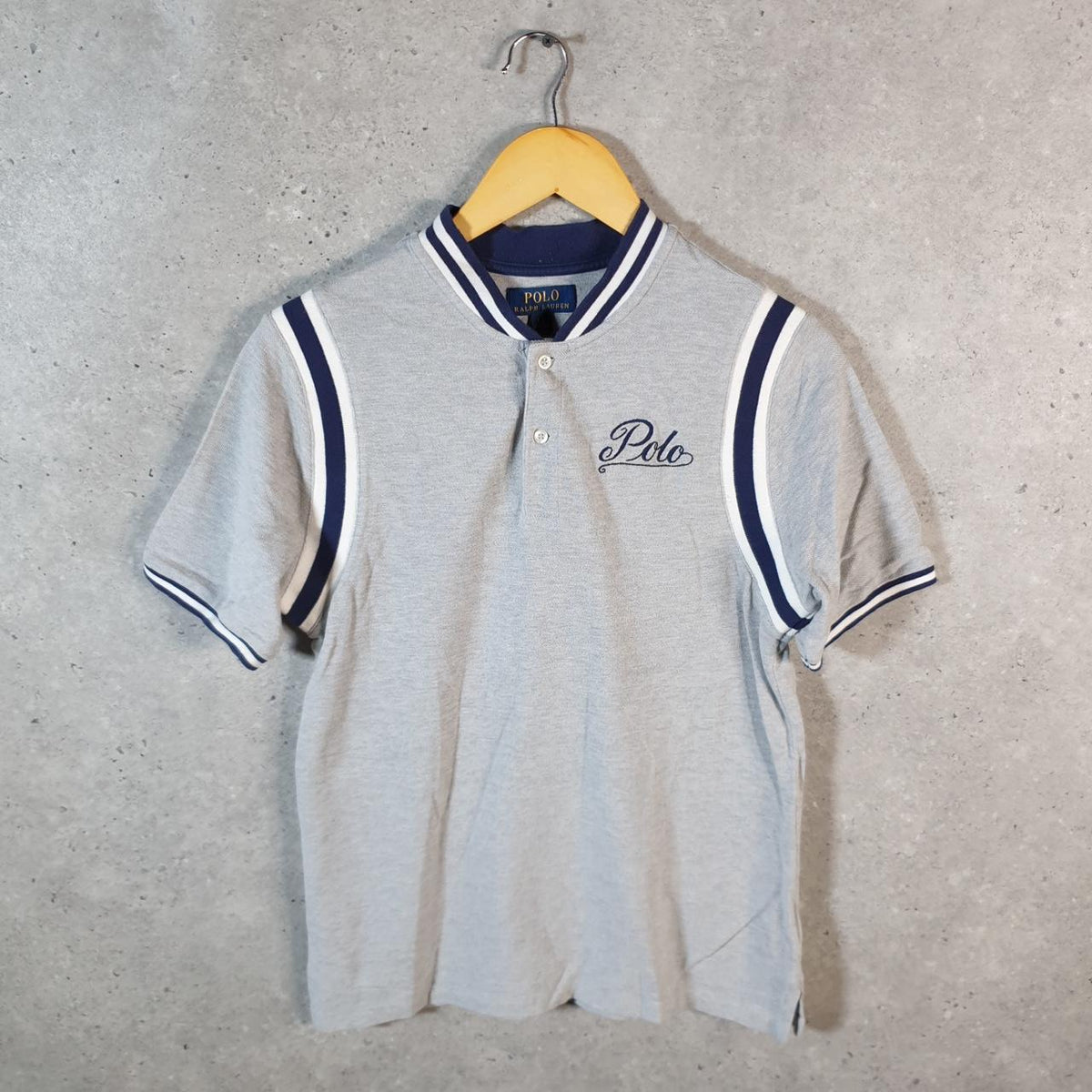 Vintage Ralph Lauren Polo Tiger Shirt Womens Large Grey Classic Fit Embroidered Pony