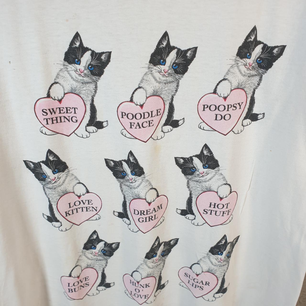 Vintage Joe Boxer Cat Love Heart Graphic 90s USA Single Stitch T Shirt Men’s Medium White