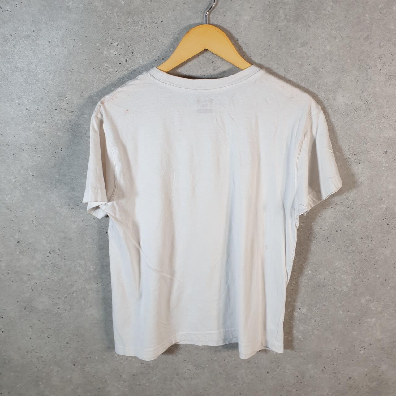 Vintage Champion Spellout Logo T Shirt Mens Medium White USA Athletic