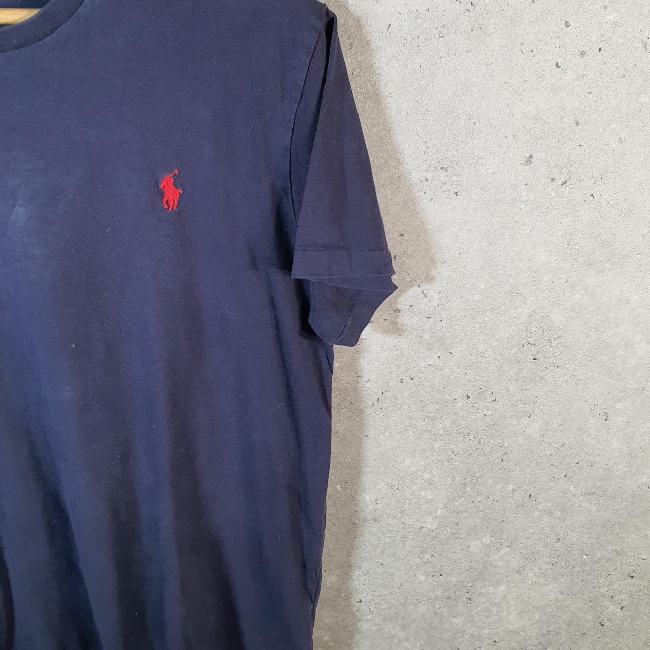 Vintage Ralph Lauren Polo T Shirt Men’s Large Blue Embroidered Custom Slim Fit Pony