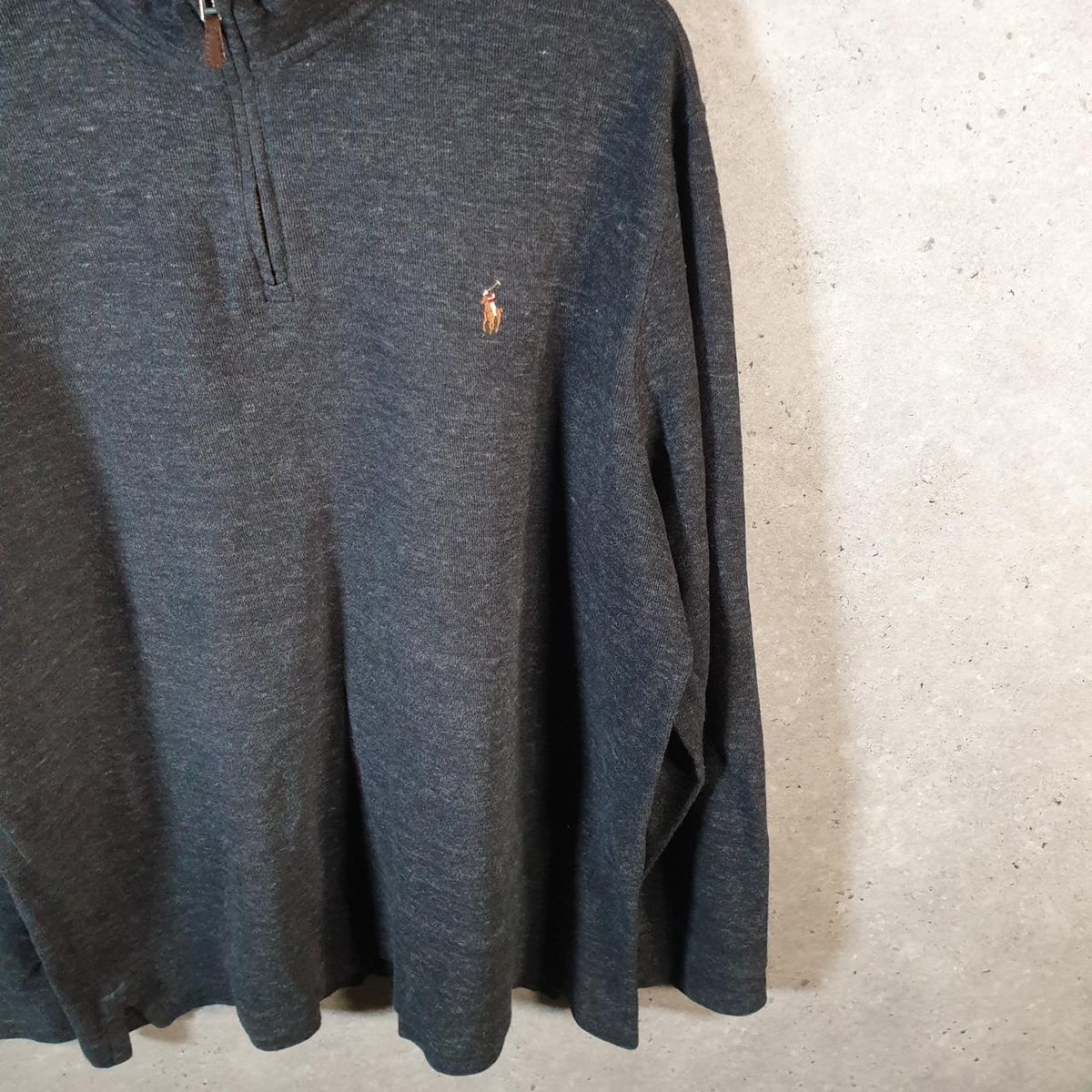 Vintage Ralph Lauren Polo 1/4 Zip Sweatshirt Men’s XL Grey Cotton Estate Rib Pony