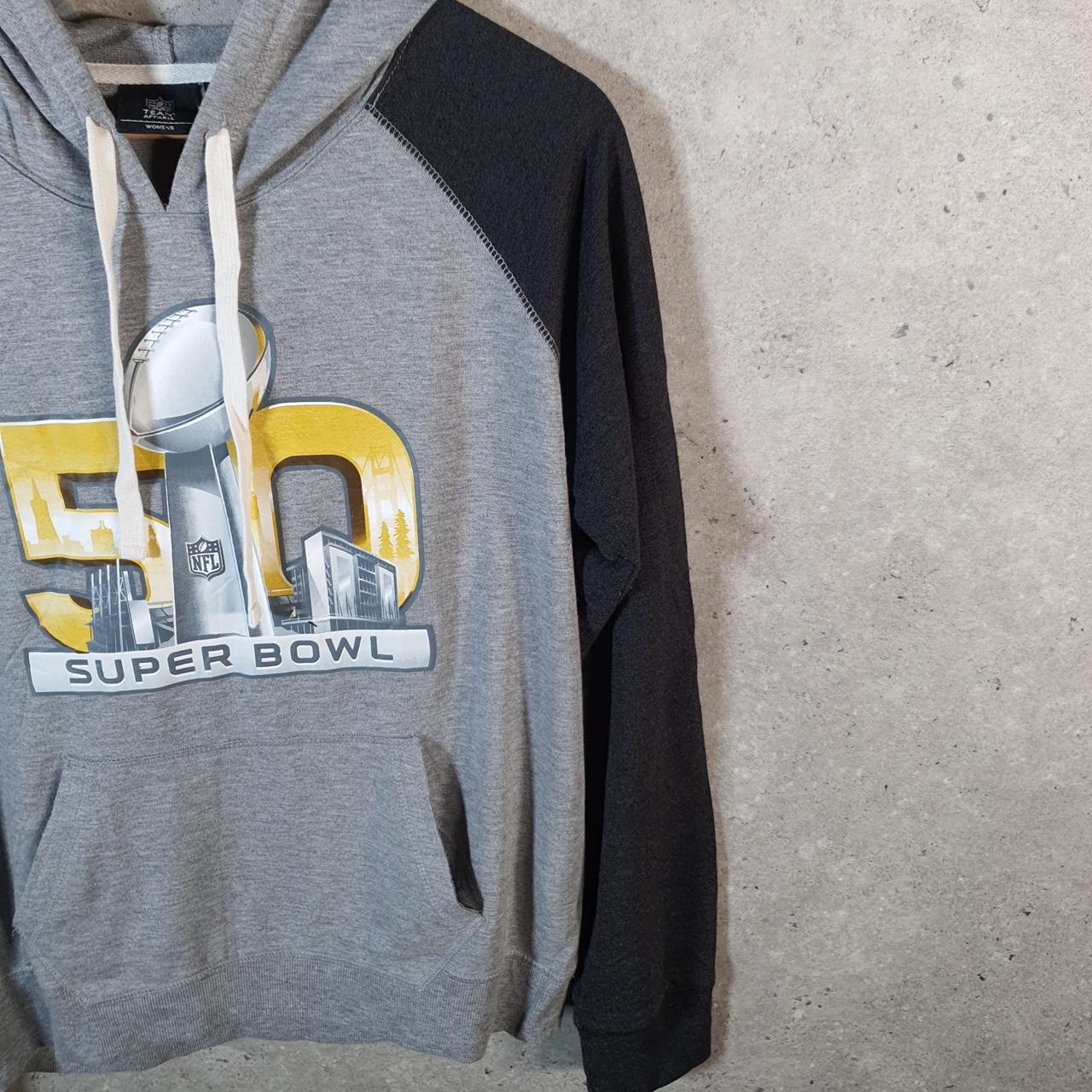 Vintage NFL Super Bowl 50 Hoodie Womens XL Grey Pullover USA Pro Sport