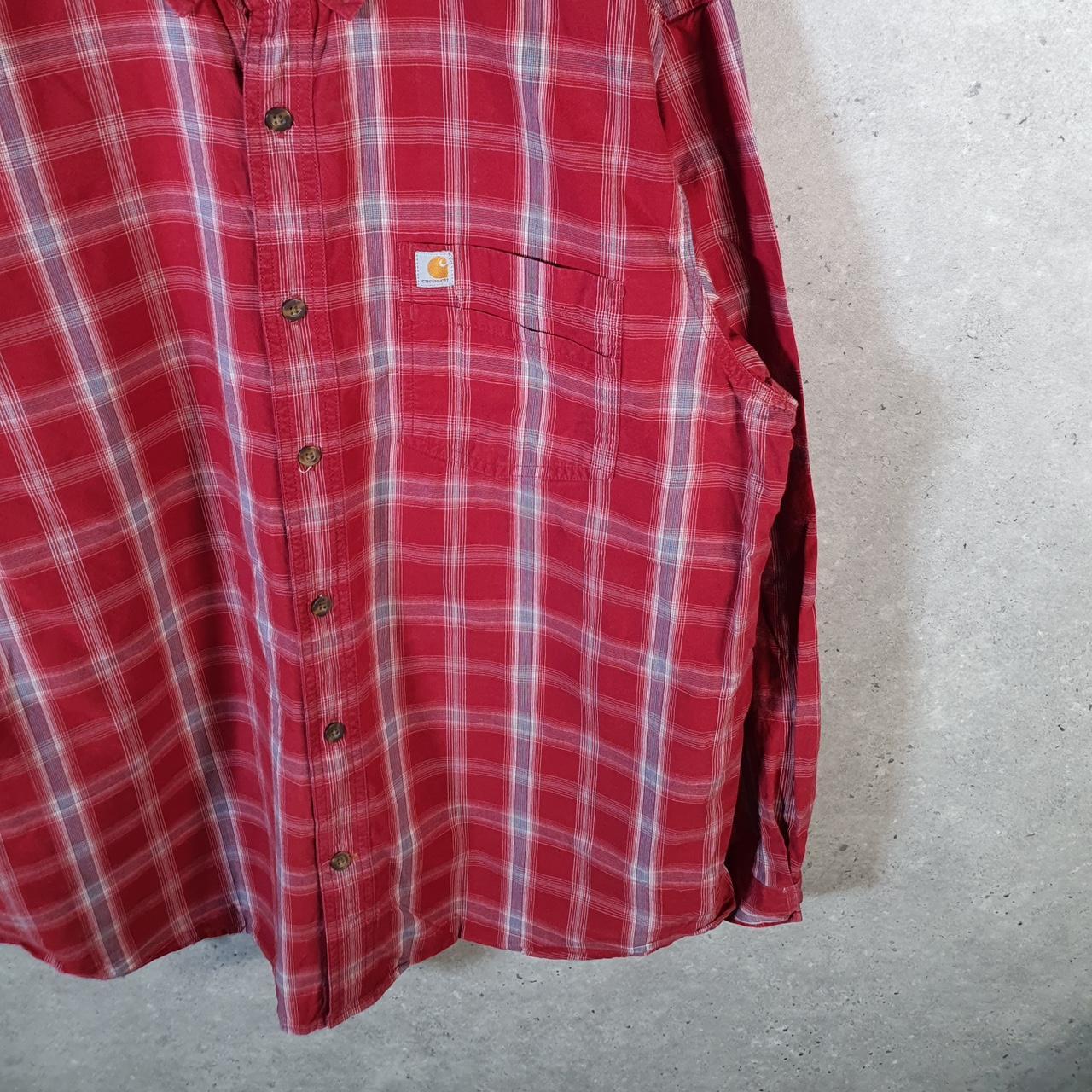 Vintage Carhartt Shirt Button Down Mens XL Red Long Sleeve Utility Relaxed Fit