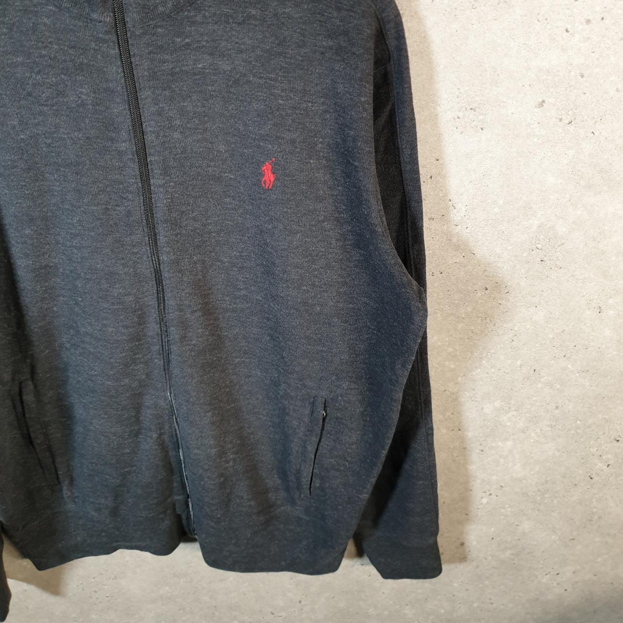 Vintage Ralph Lauren Polo Sweatshirt Men’s Large Grey Cotton Full Zip Pony