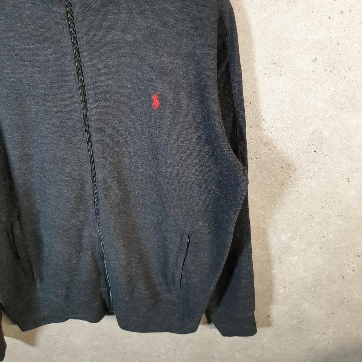 Vintage Ralph Lauren Polo Sweatshirt Men’s Large Grey Cotton Full Zip Pony