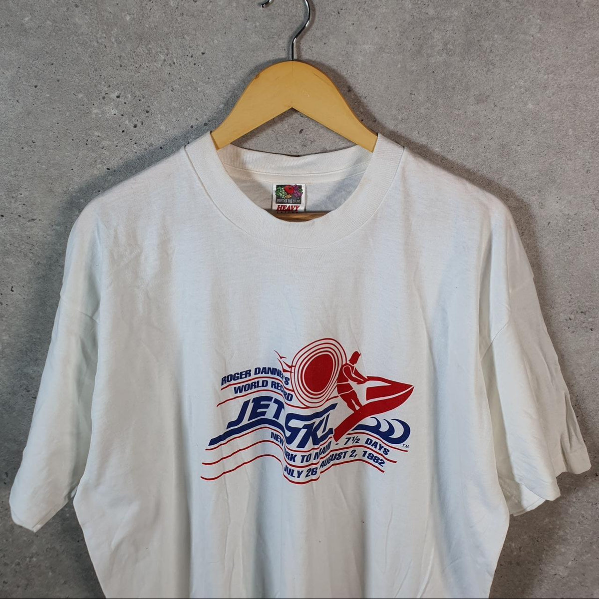 Vintage Fruit of the Loom Jet Ski Miami Roger Danner 1982 Single Stitch T Shirt Men’s 2XL White C9391