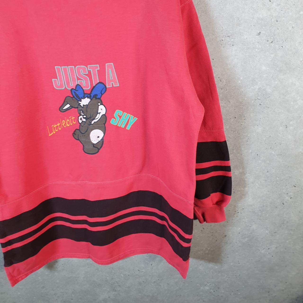 Vintage Just A Little Bit Shy Graphic Sweatshirt Womens Large Red Pullover USA