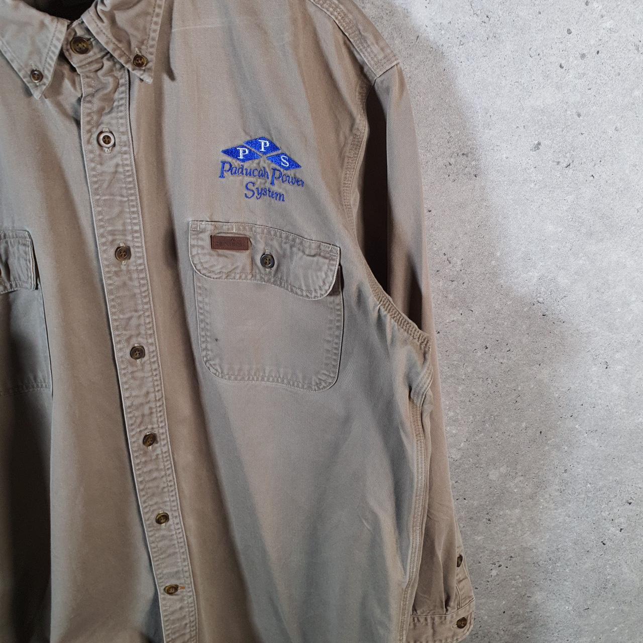 Vintage Carhartt Shirt Button Down Mens XL Brown Long Sleeve Chore Utility Relaxed