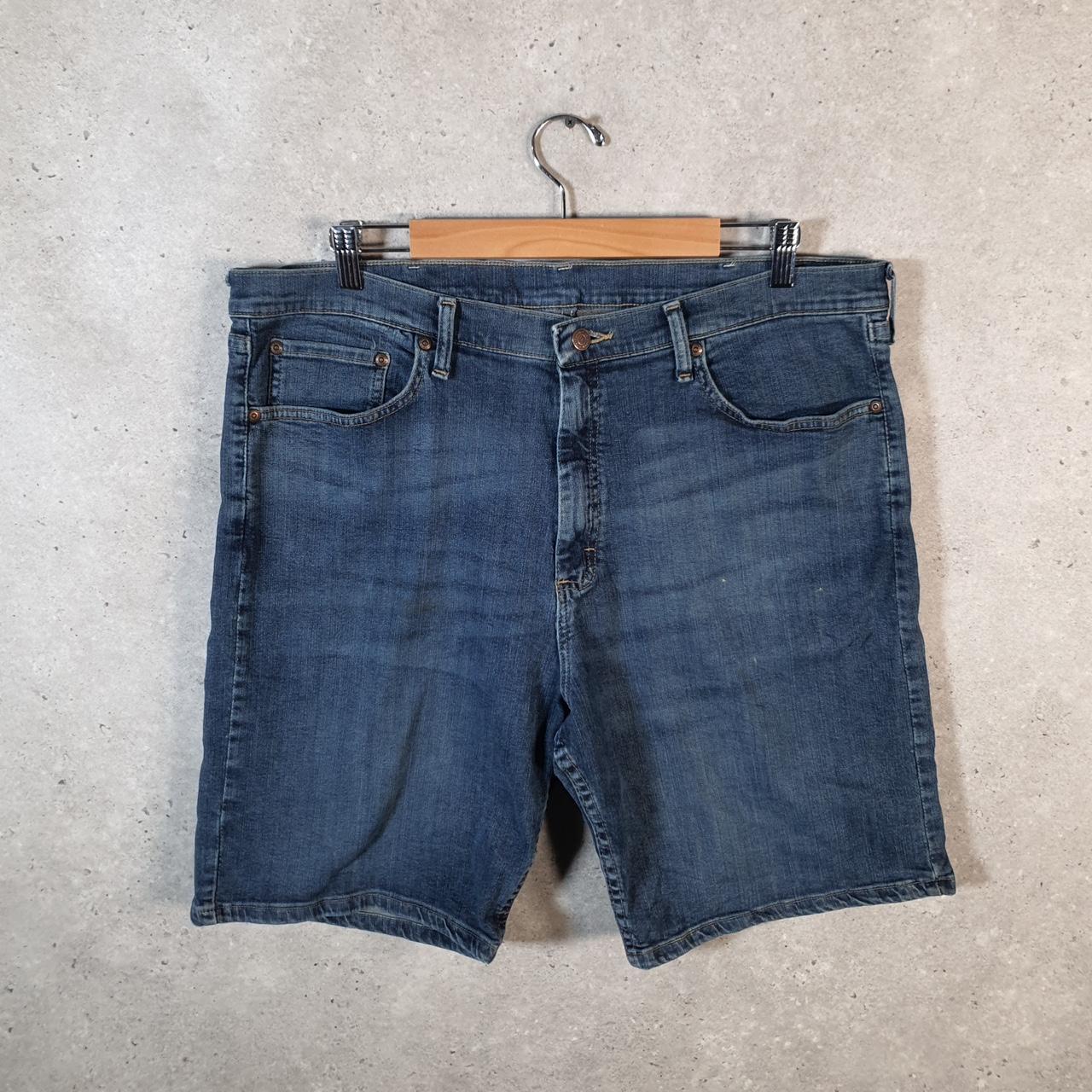 Vintage Wrangler Denim Shorts Jorts Cargo Men’s W38 Relaxed Blue Baggy Cotton