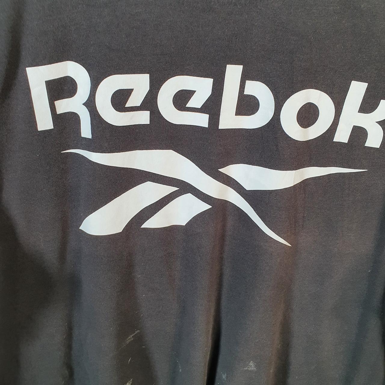 Vintage Reebok Spellout T Shirt Men’s Large Black sports Logo Athletic