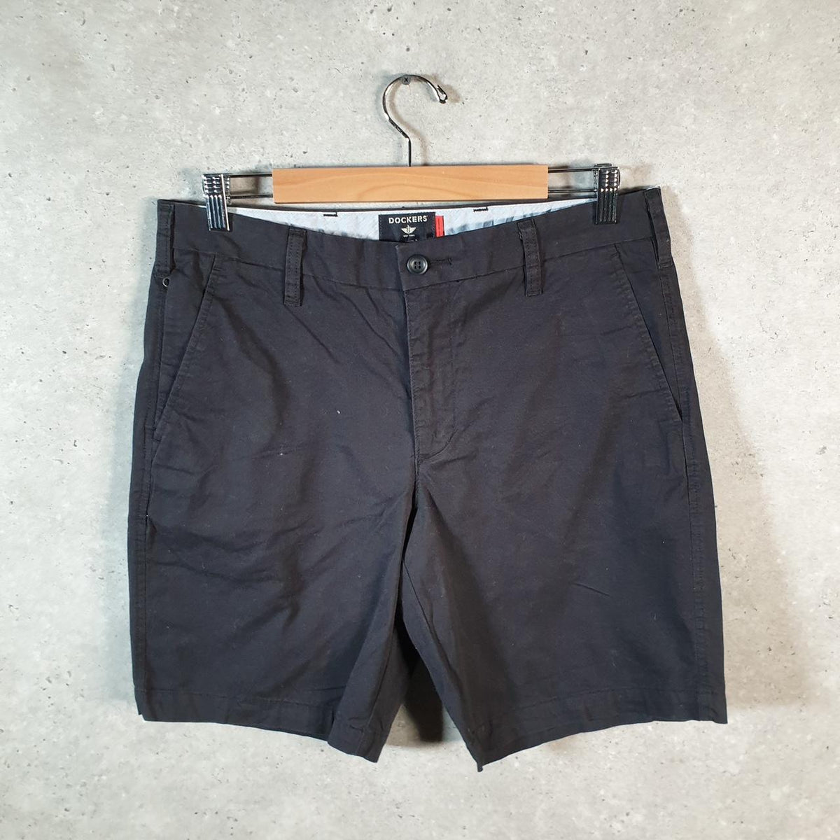 Vintage Dockers Chino Shorts Jorts Cargo Men’s W32 Black Baggy Cotton A4293