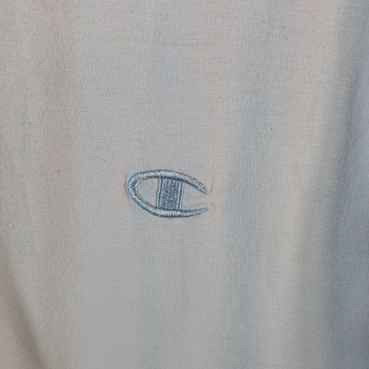 Vintage Champion Embroidered Spellout T Shirt Men’s Large White USA Athletic