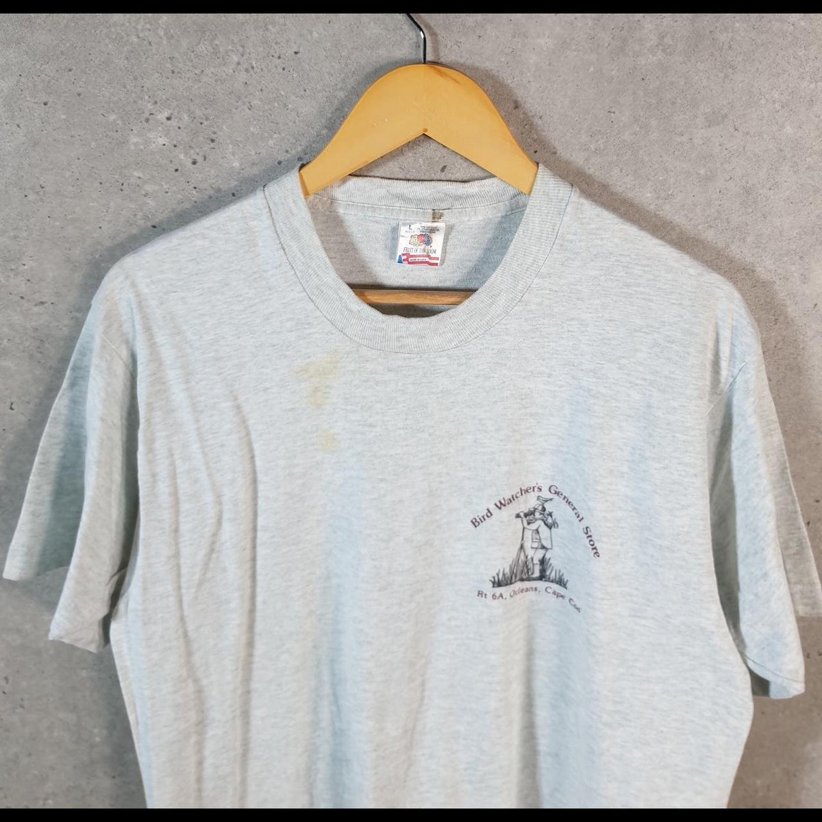 Vintage Fruit of the Loom Bird Watchers Orleans Cape Cod 90s Single Stitch T Shirt Men’s Large Grey C8745