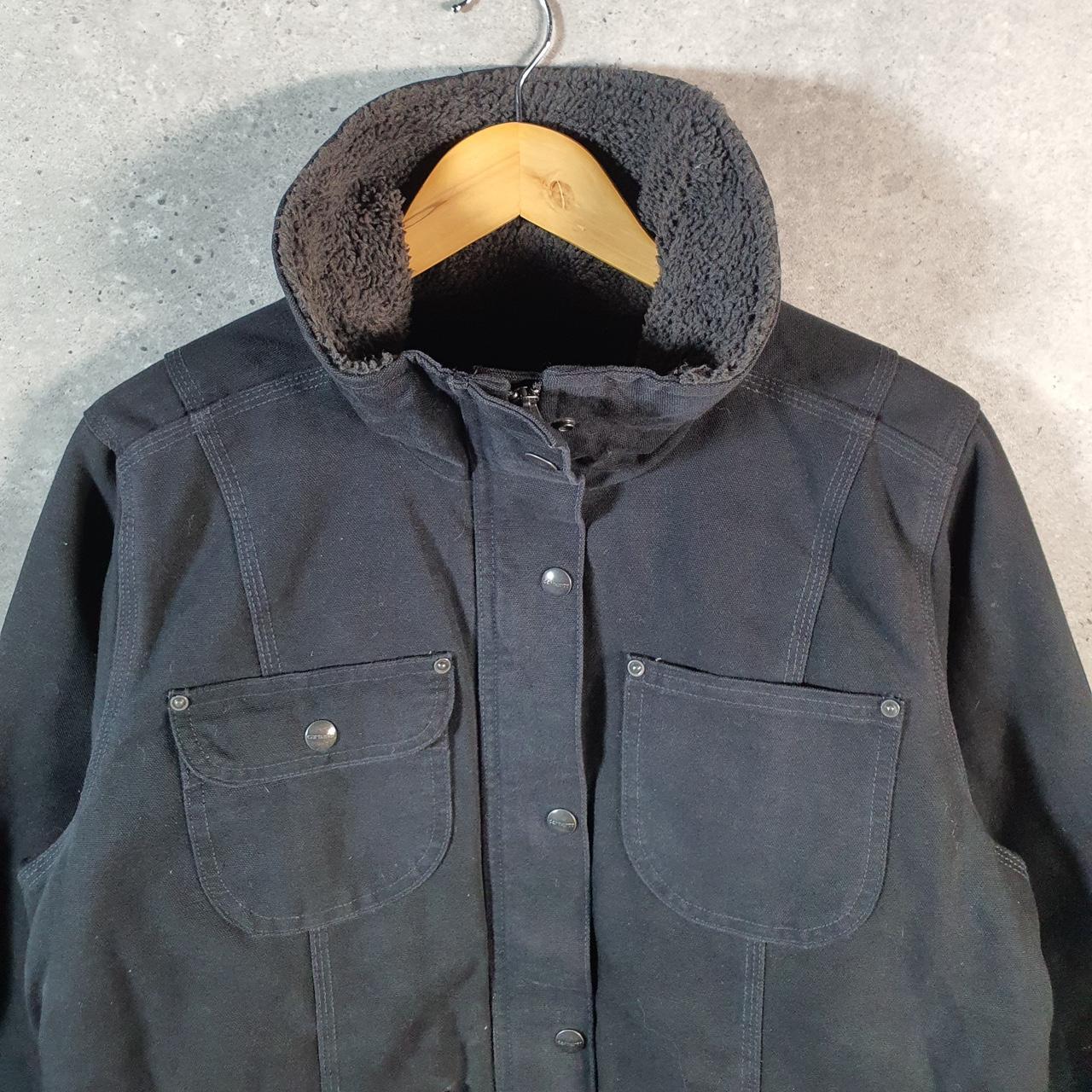 Vintage Carhartt Weathered Duck Wesley Jacket Womens Large Black Workwear Canvas USA G2101